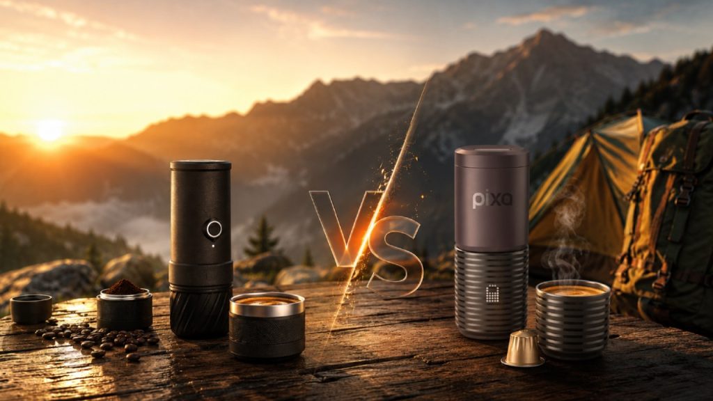 Wacaco ou Outin ? Nano, Nanopresso, Pixapresso, Picopresso, Mino : nous comparons les meilleures marques de cafetière portable pour vous aider à choisir.