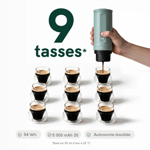 Machine à café portable Outin Nano 2 vert canyon avec capsules compatibles Nespresso et café moulu