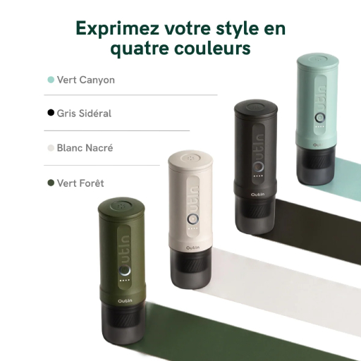 Machine à café portable Outin Nano 2 vert canyon avec capsules compatibles Nespresso et café moulu